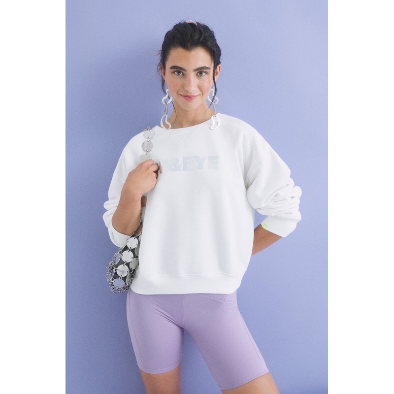 Ivory Fleece Sweatshirt With Logo