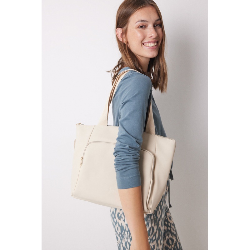 Large Beige Rubberized Bag