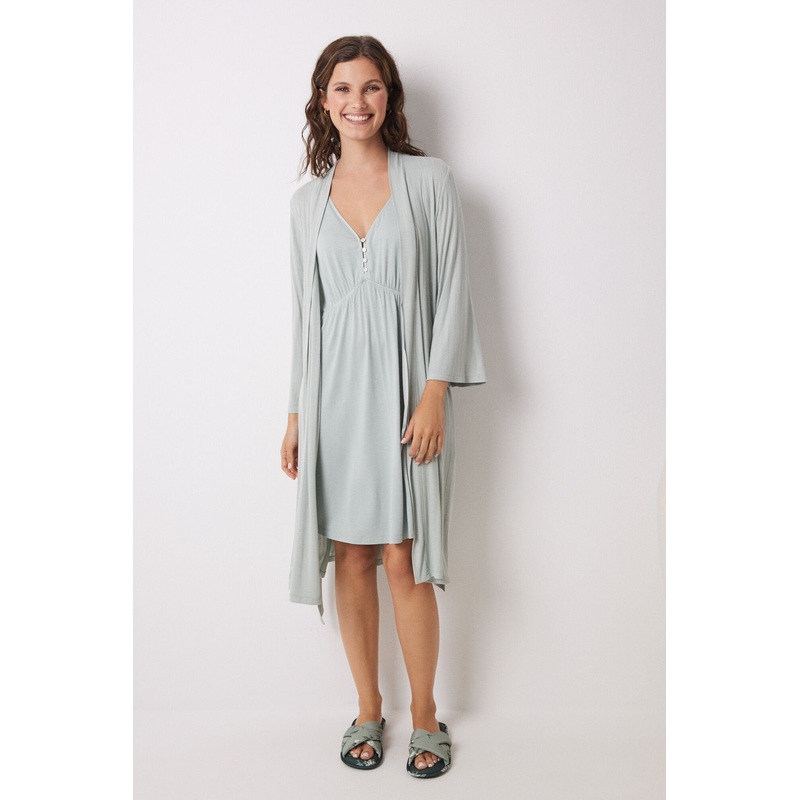 Long Green Soft Touch Robe
