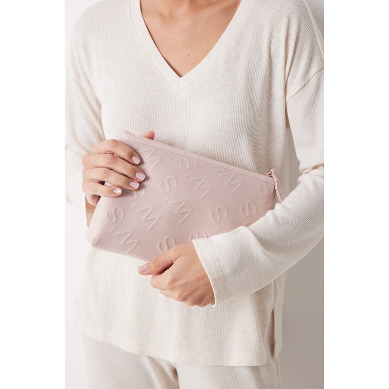 Medium Double Pink Logo Beauty Case
