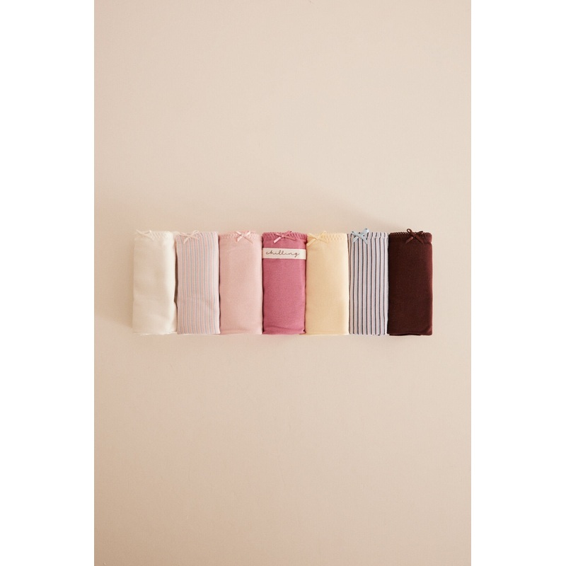 Pack Of 7 Striped Cotton Culotte Panties