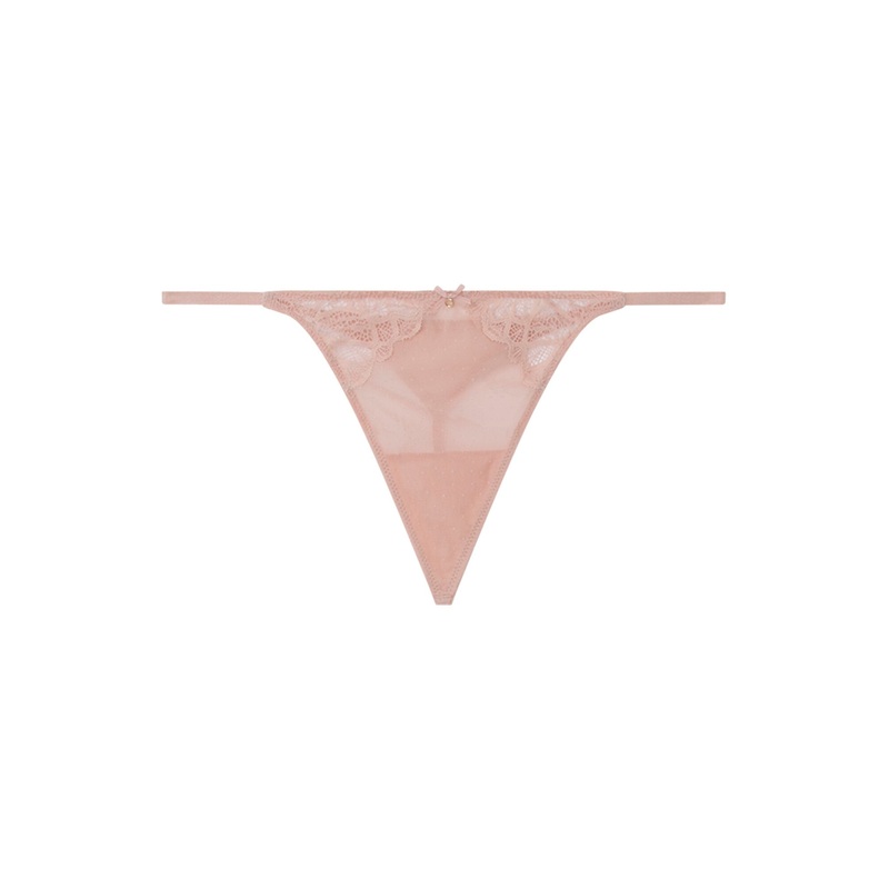 Pink Tulle Lace Thong