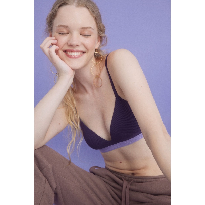 Purple Triangular Bra Fixed Cups