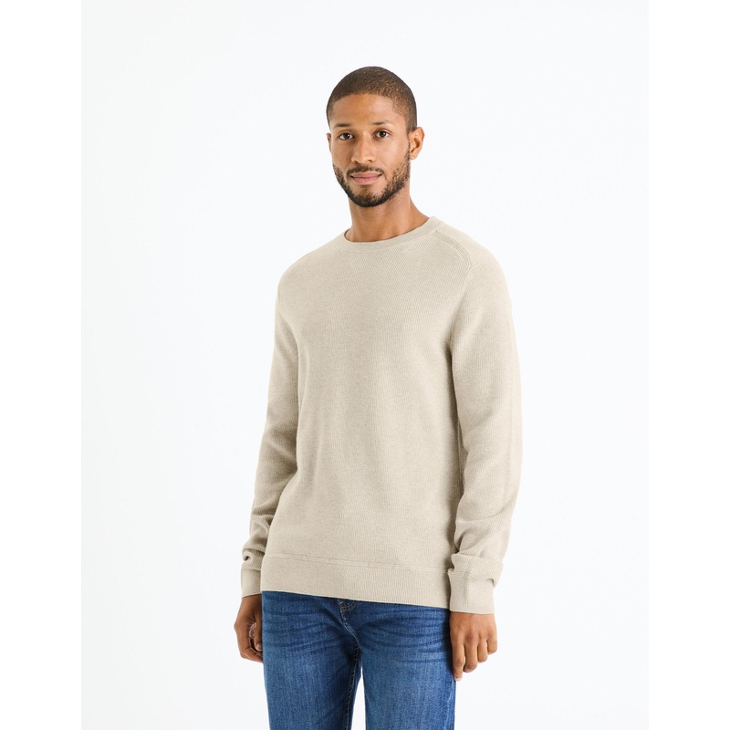Round Neck Sweater - Beige