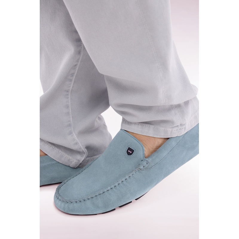 Sky Blue Suede Leather Loafers