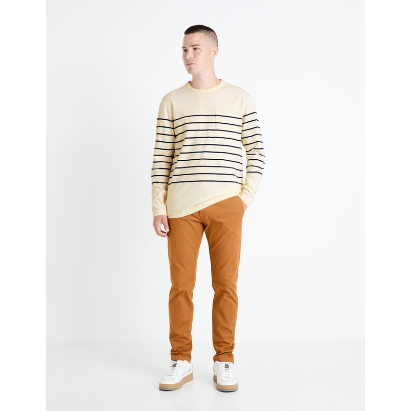 Slim Chino Pants In Stretch Cotton - Caramel