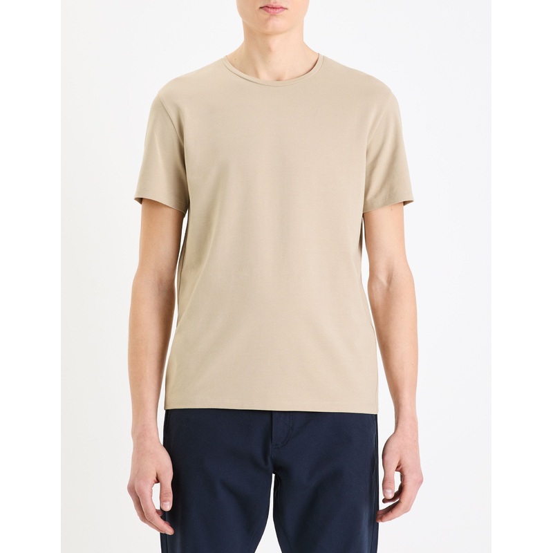 Slim-Neck Stretch Cotton T-Shirt