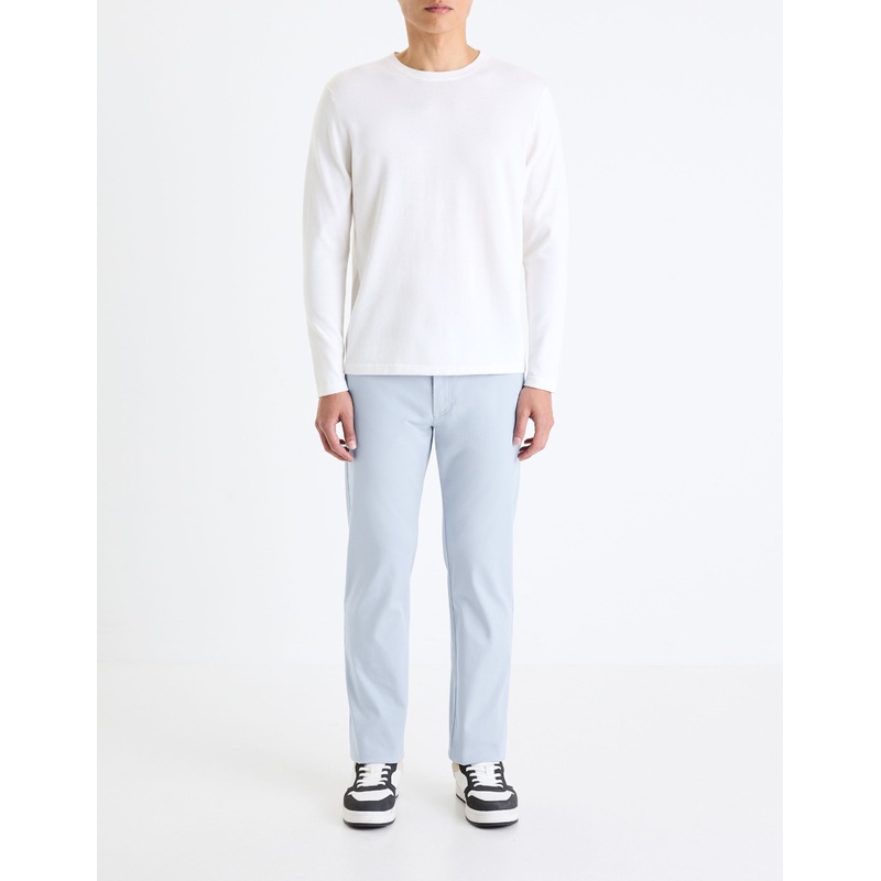 Straight Chino Pants In Stretch Cotton - Light Blue
