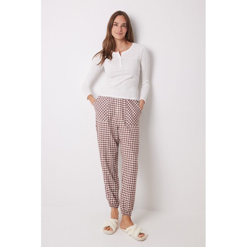 Vichy Print Skinny Long Pants