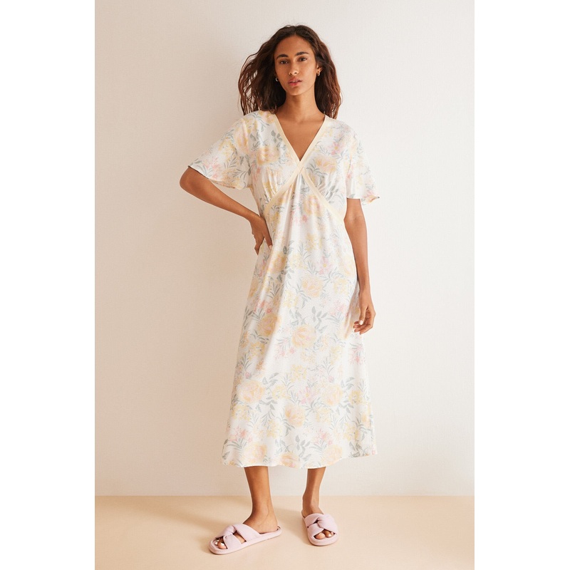 Viscous Midi Dress Floral Print
