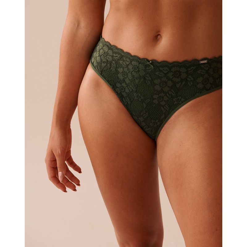 2-Tone Micro and Lace Sleek Back Bikini Briefs