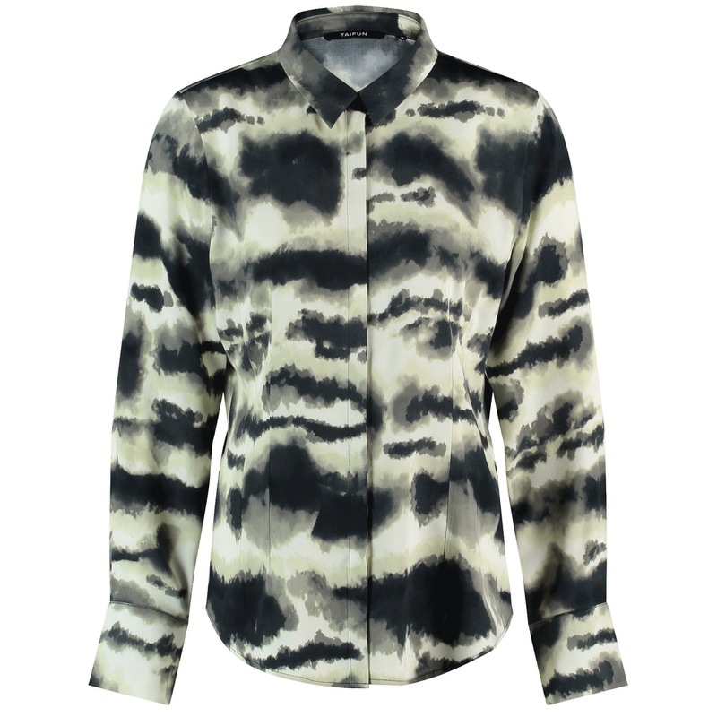 Button Up Blouse With All Over Print