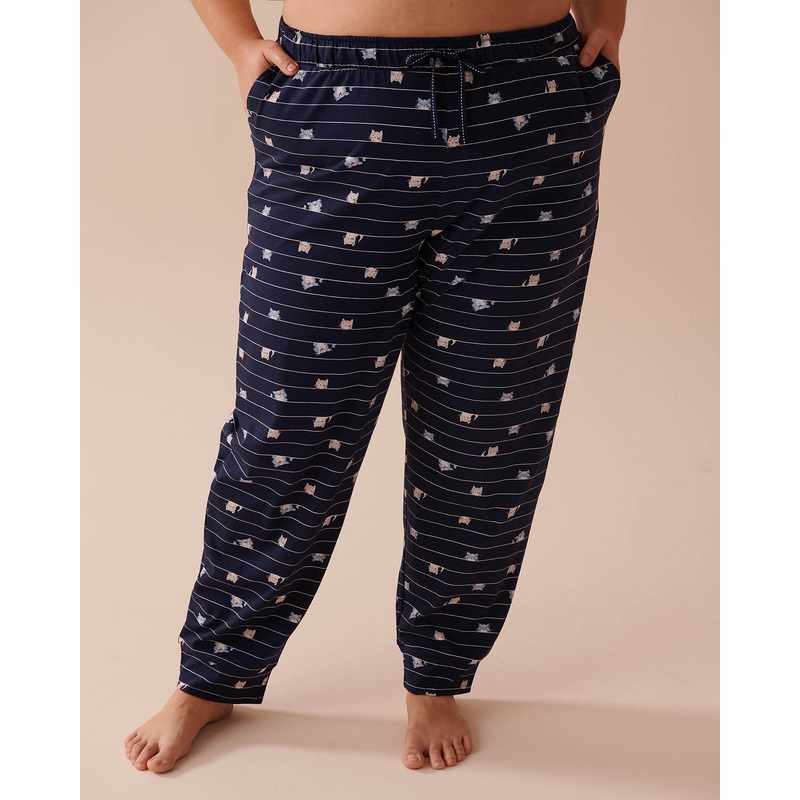 Cat Print Cotton Jogger Pajama Pants