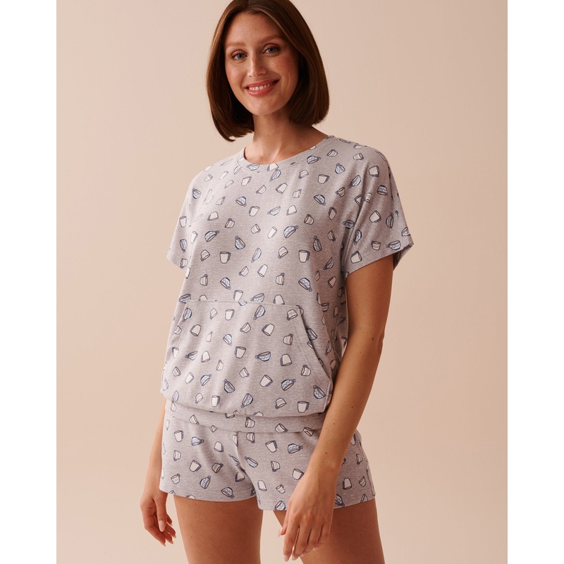 Coffee Cup Print Recycled Fibers T-Shirt