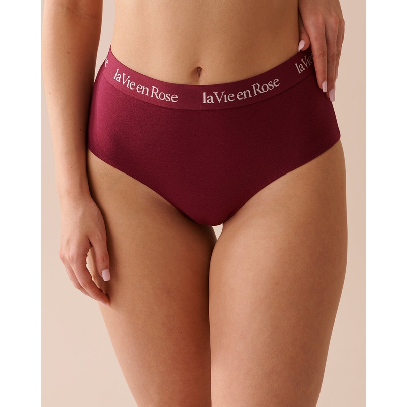 Cotton and Elastic Band High Waist Bikini Briefs