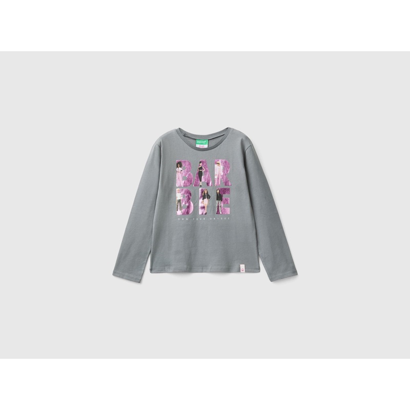 Gray Barbie T-Shirt With Glossy Print