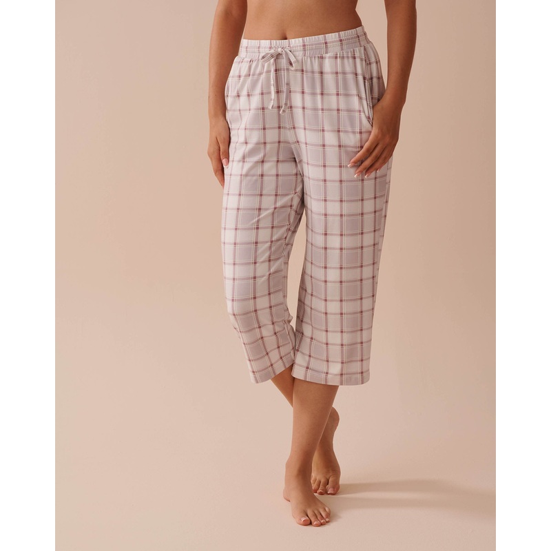 Grey Plaid Super Soft Capris