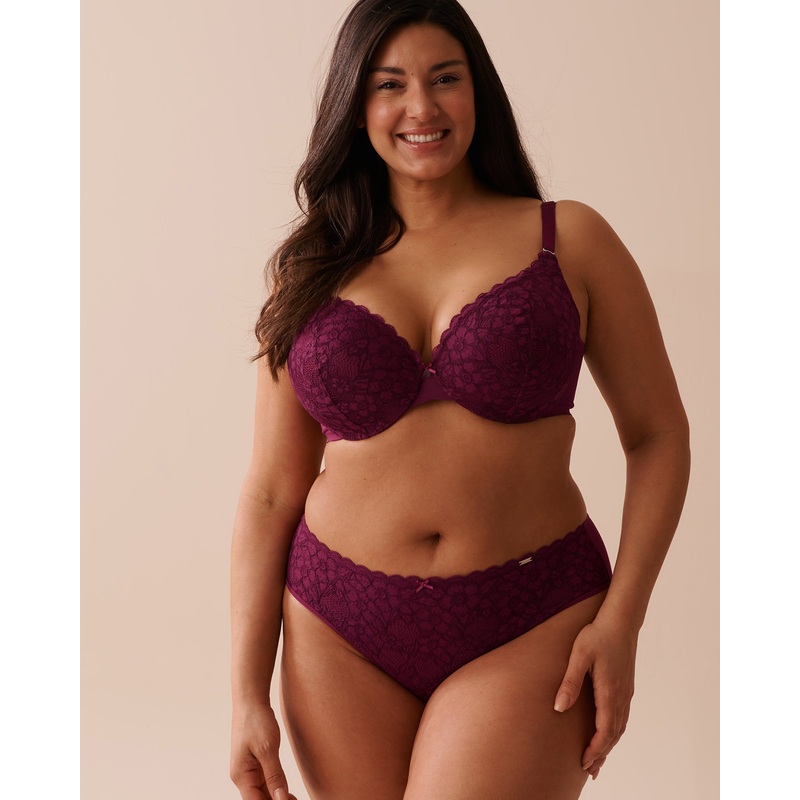 Lightly Lined Sleek Back 2-Tone Lace Bra in Different Cup Sizes