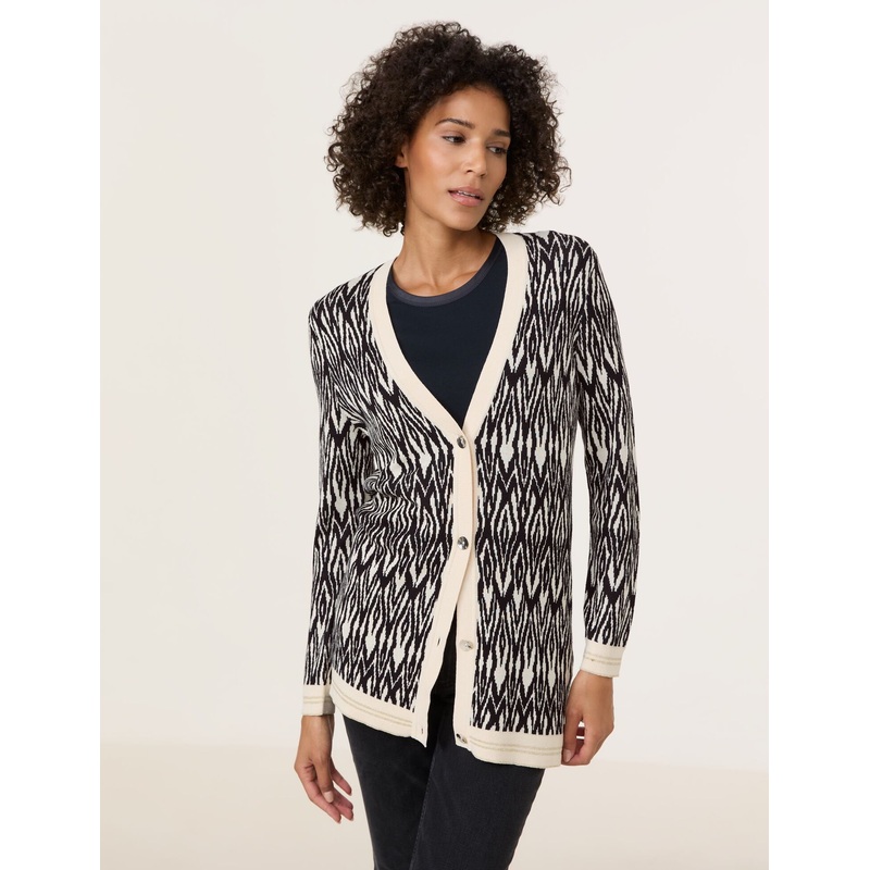 Long Button Up Cardigan With Print