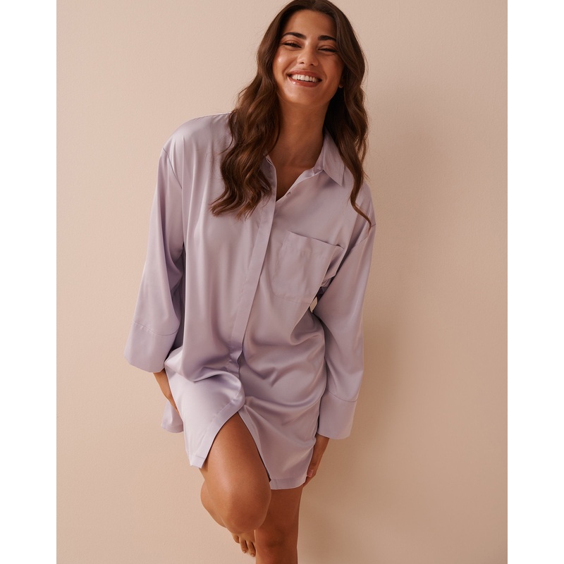 LUXURY EDITION Satin Button-Down Sleepshirt