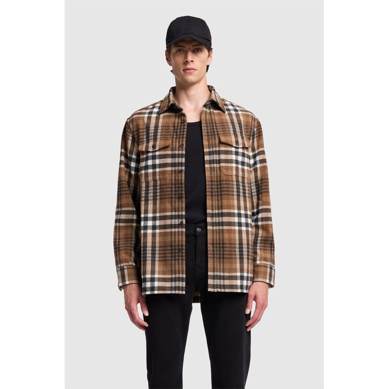 Overshirt Checkered Flannel Brown Shades