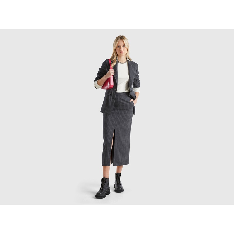 Pinstripe Midi Skirt