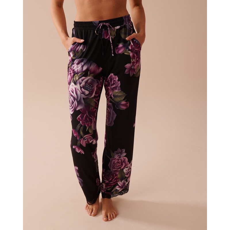 Purple Bouquet Micro and Lace Pants