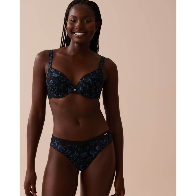 Push-Up Embroidered Mesh Bra in Different Cup Sizes