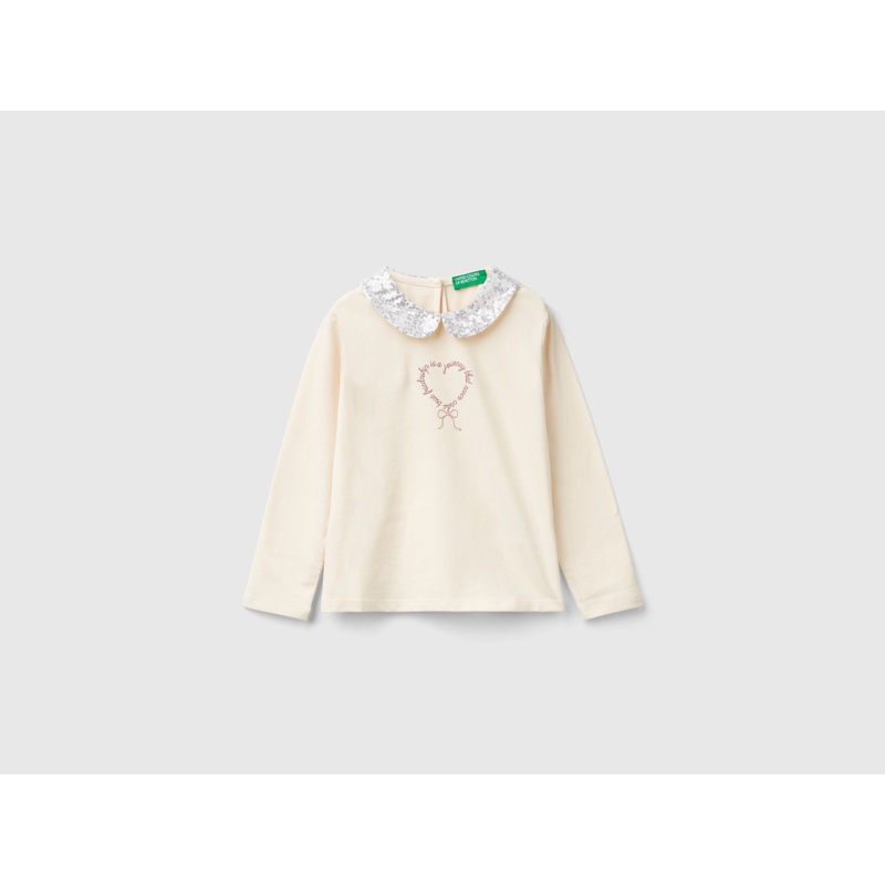 T-Shirt With Sequin Collar