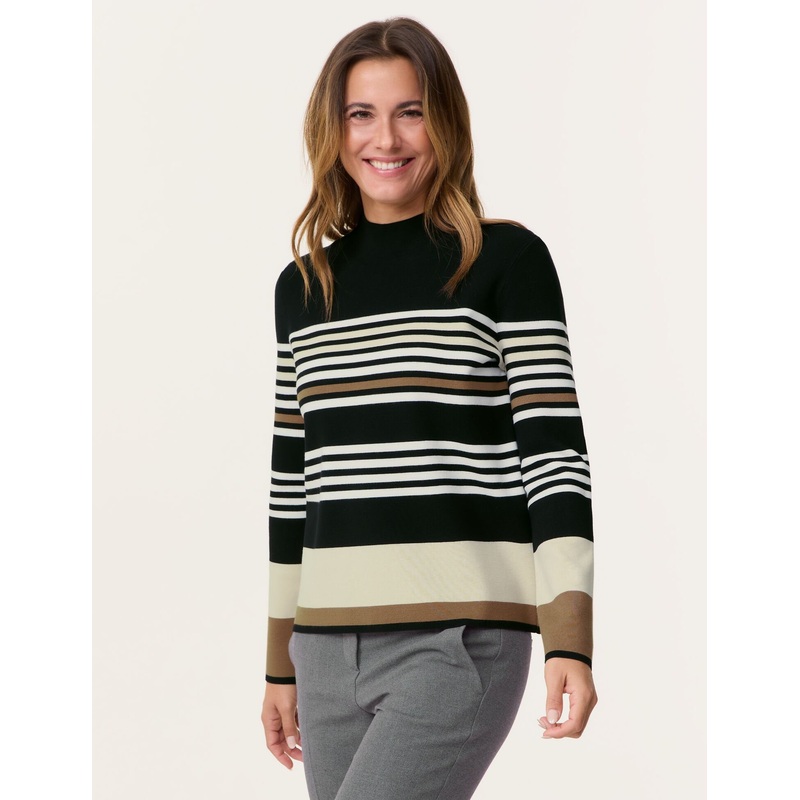 Turtle Neck Pullover With Stripes