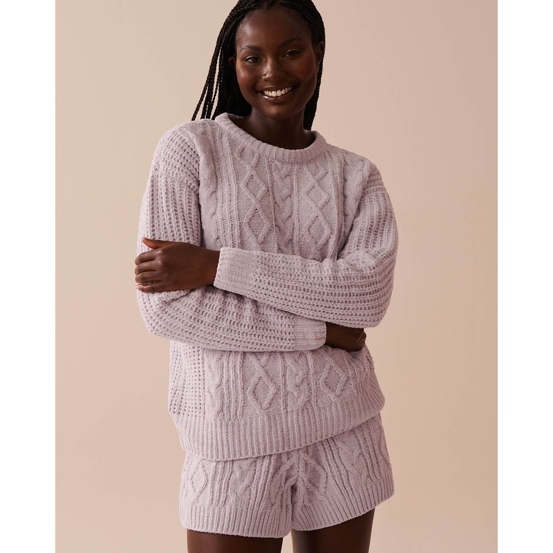 Cable-Knit Chenille Long Sleeve Shirt