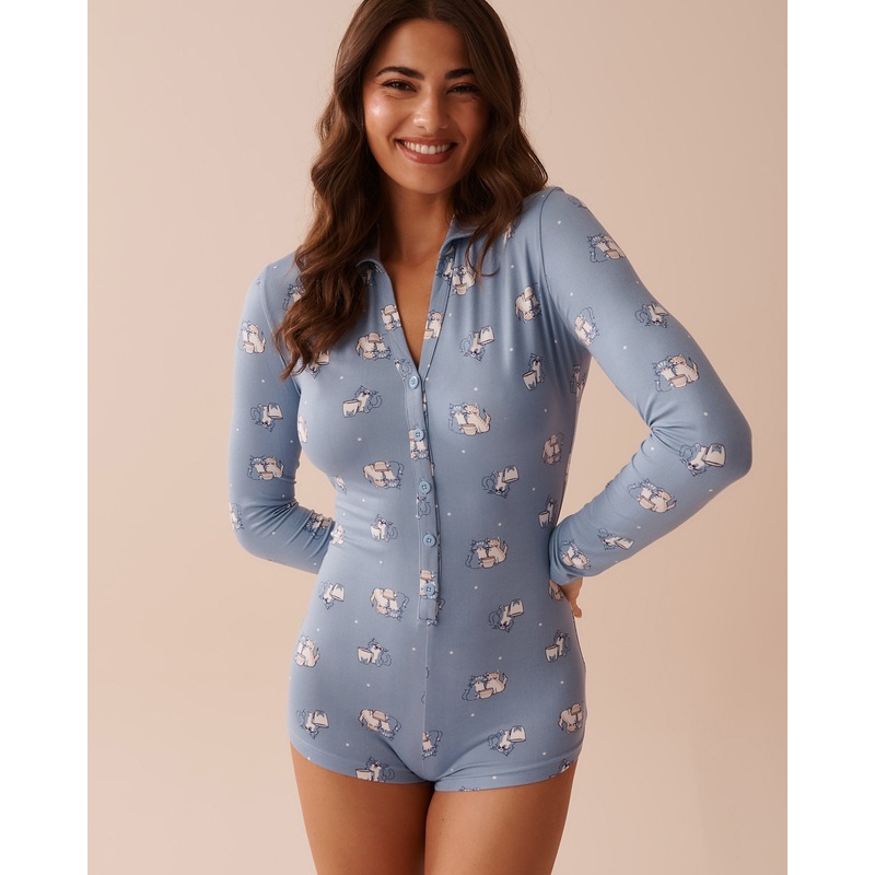 Cat Print Super Soft Romper
