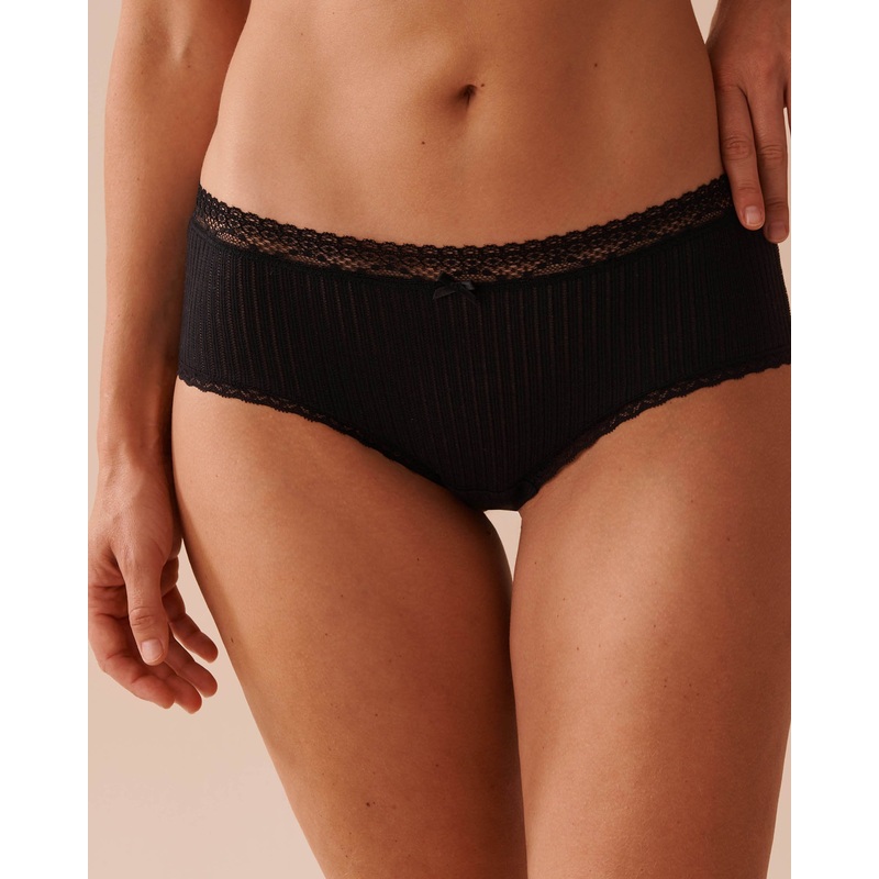 Cotton and Lace Trim Hiphugger Briefs