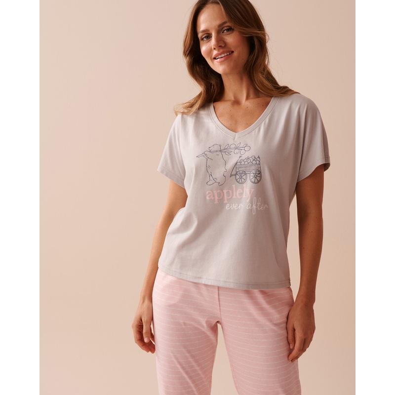 Cotton Sort Sleeve V-Neck T-Shirt