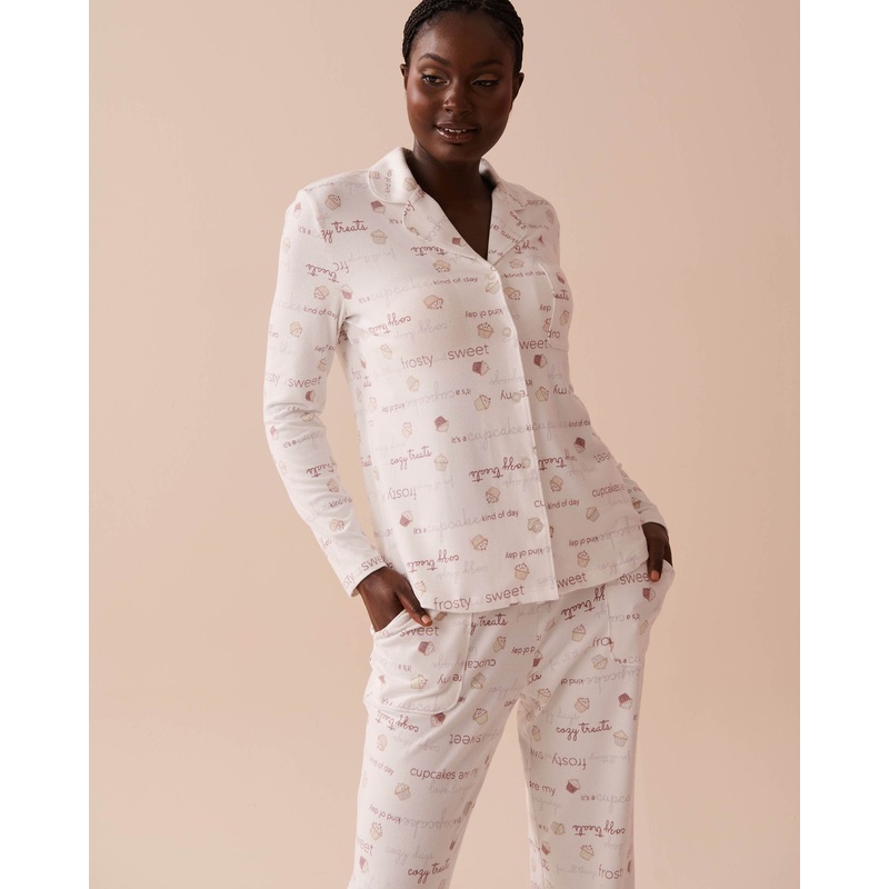 Cupcake Print Button-Down Shirt