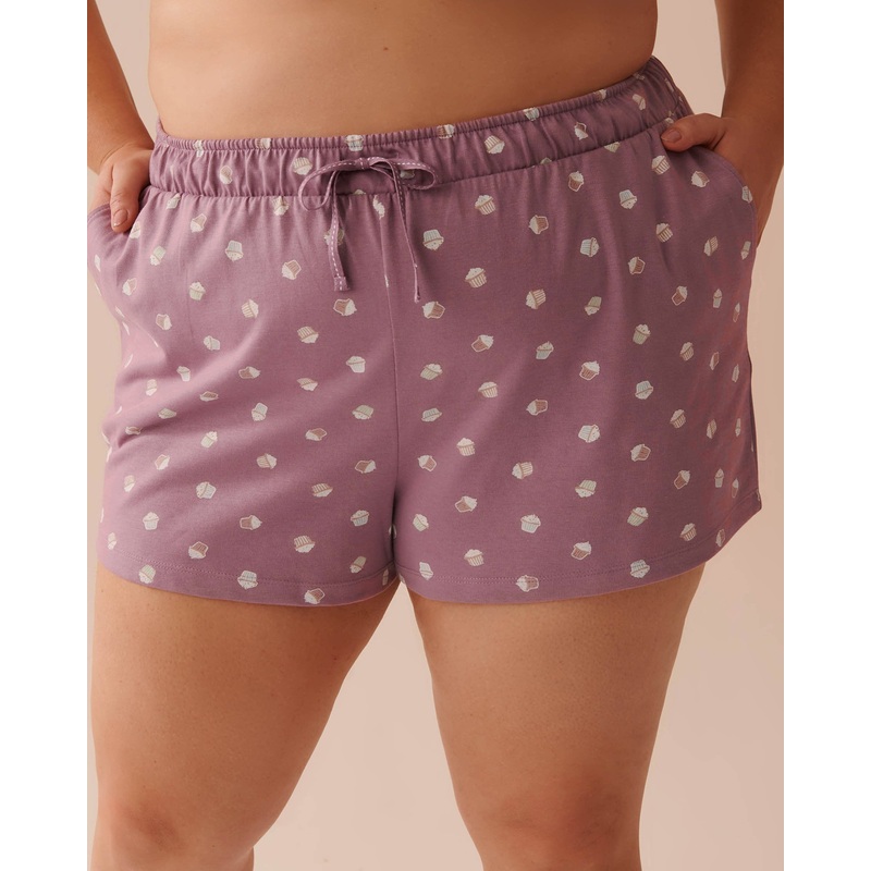 Cupcake Print Cotton Pajama Shorts