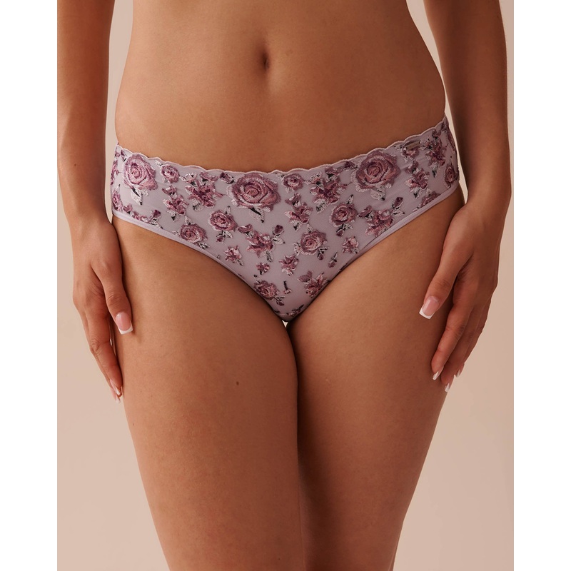 Embroidered Micro Sleek Back Bikini Briefs