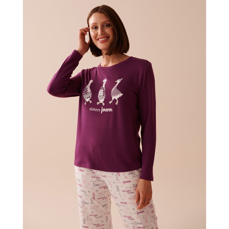 Goose Print Cozy Long Sleeve Shirt