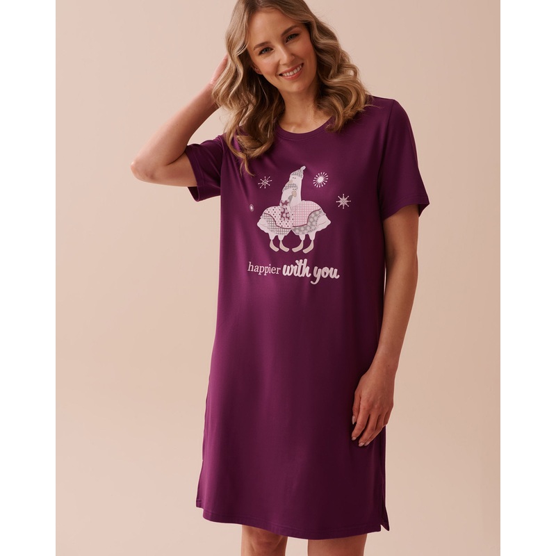 Goose Print Cozy Short Sleeve Sleepshirt