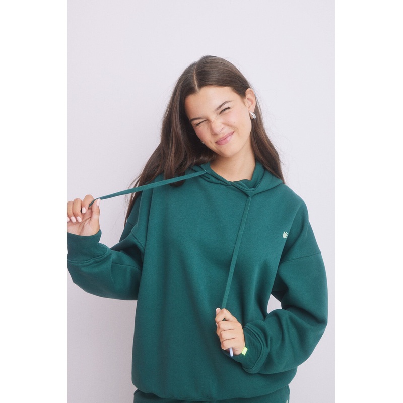 Green Plush Hoodie Logo