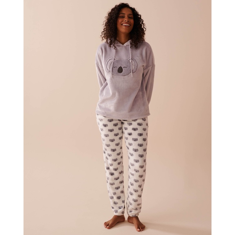 Koala Print Soft Plush Pajama Set