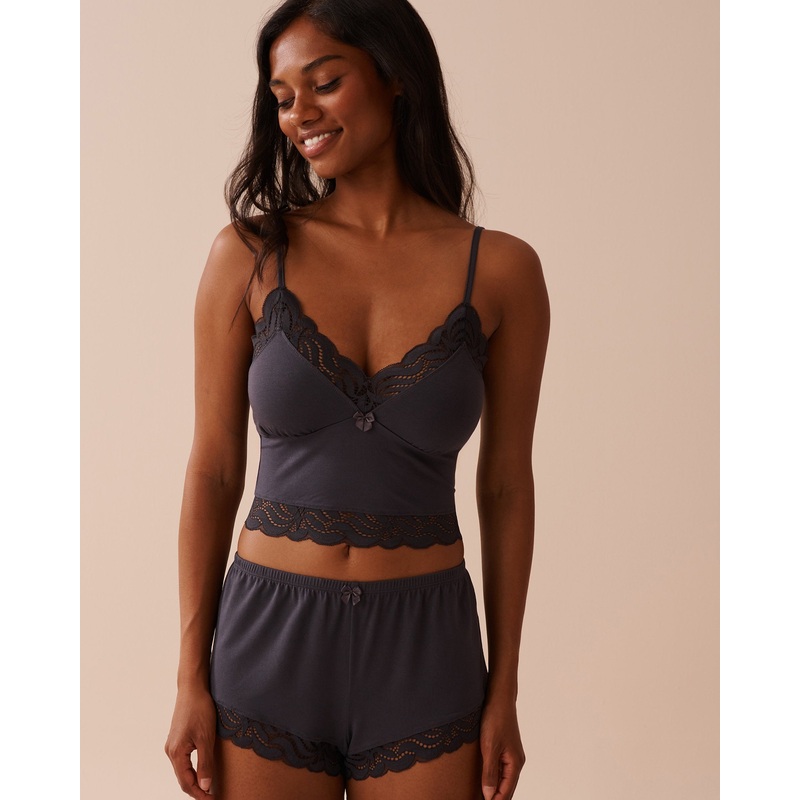 Lace Detail Modal Crop Cami