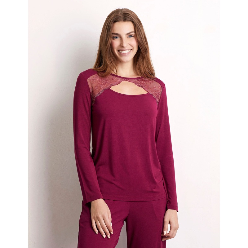 Long Sleeve Shirt with Modal & Lace