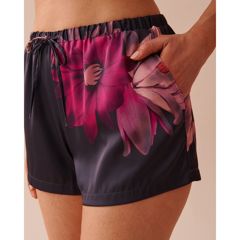 LUXURY EDITION Floral Print Satin Shorts