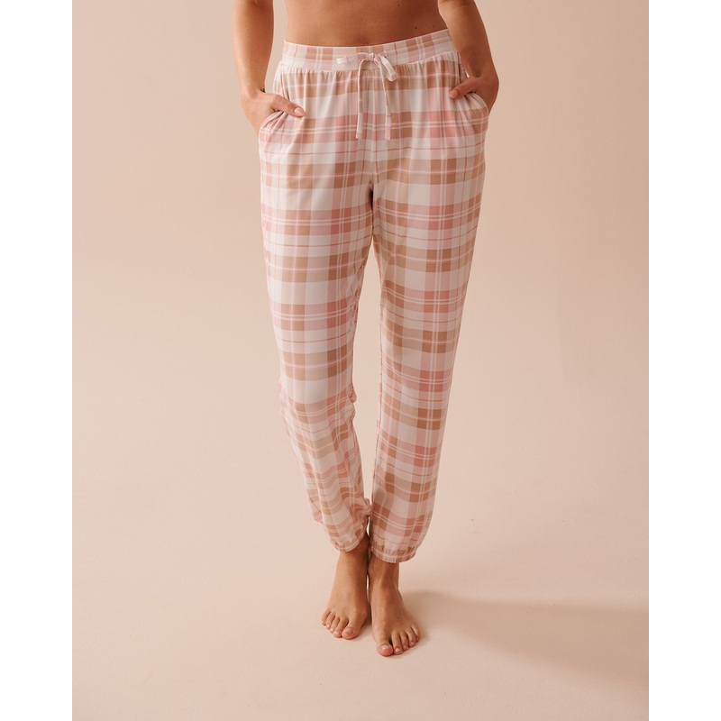 Pink Plaid Super Soft Jogger Pajama Pants
