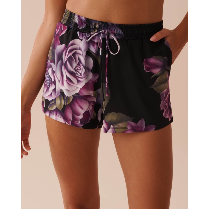 Purple Bouquet Micro and Lace Shorts