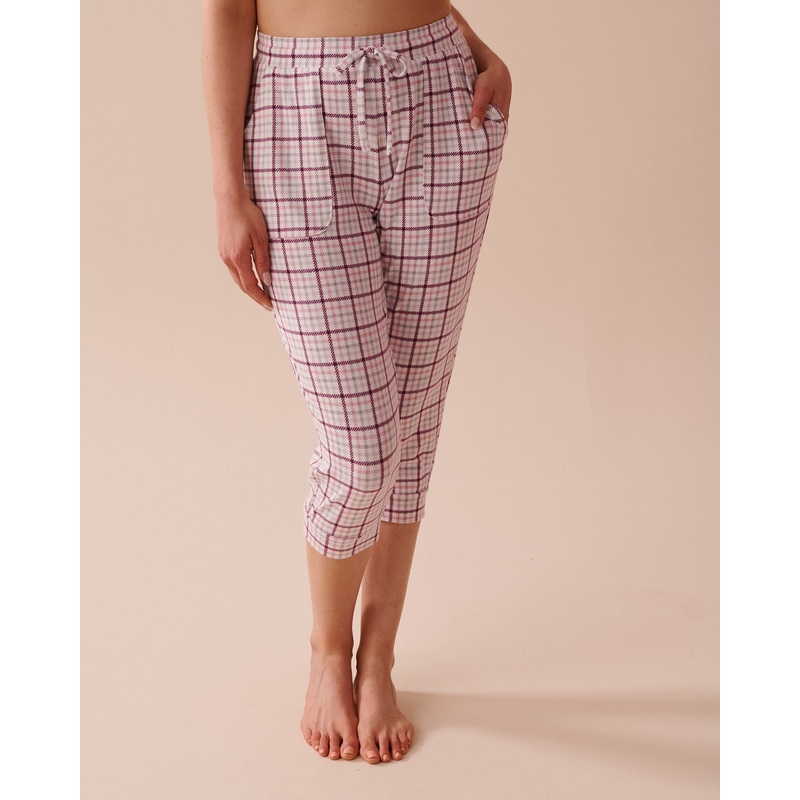 Purple Plaid Fitted Capris