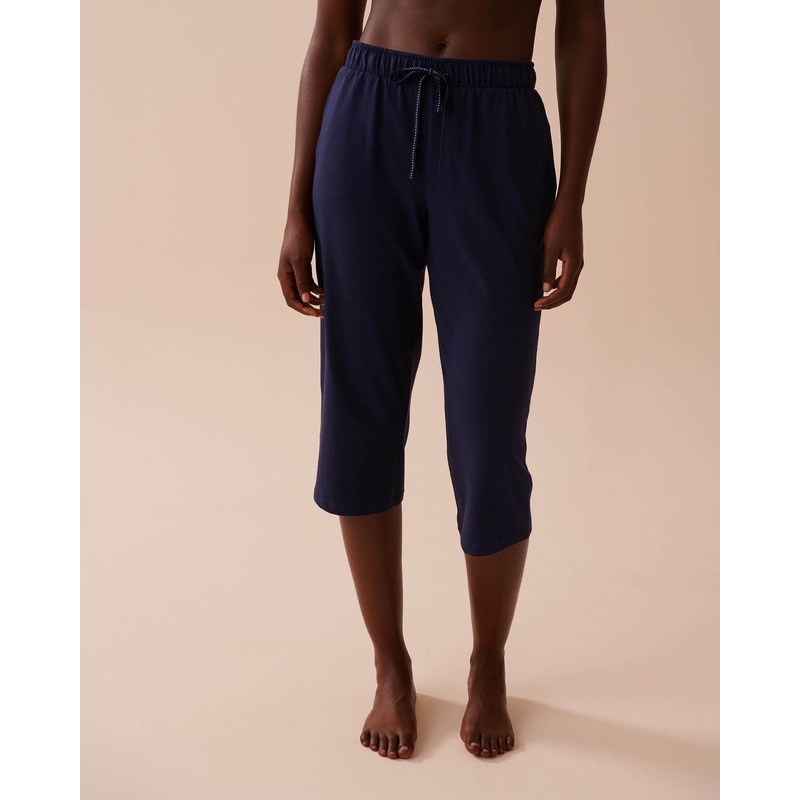 Solid Cotton Pajama Capris