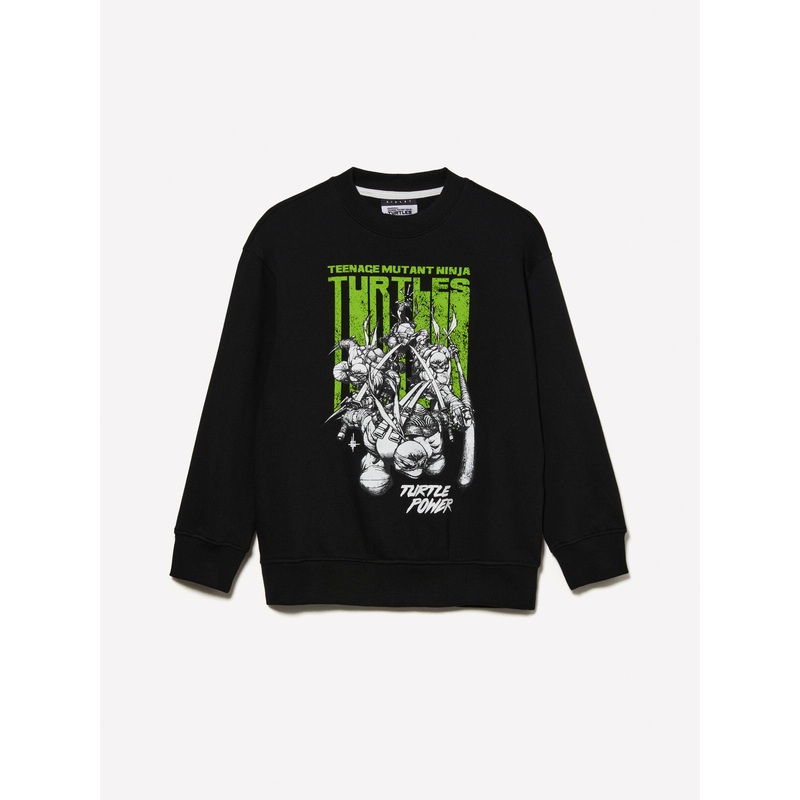 Black Sweatshirt with Teenage Mutant Ninja Turtles Print