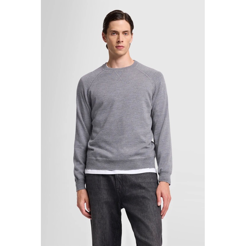 Crew Neck Knit Merino Light Grey Melange